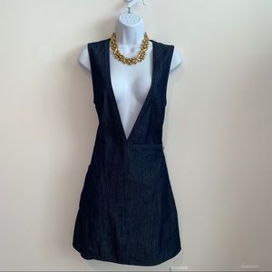 Cheap Monday Dark Denim Blue Jean Deep V Wrap Skirt Dress Size Small